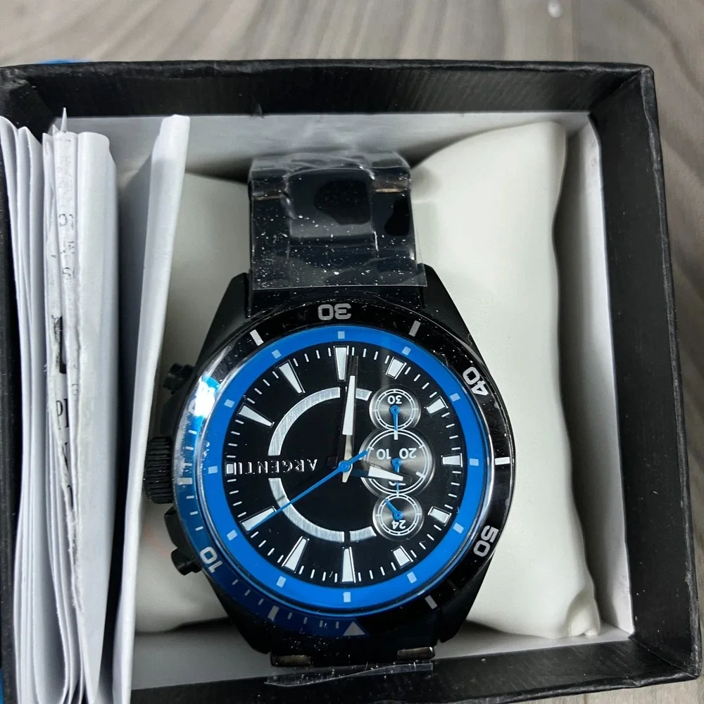 Argenti Men All Black Chronograph‎ Watch 42mm New